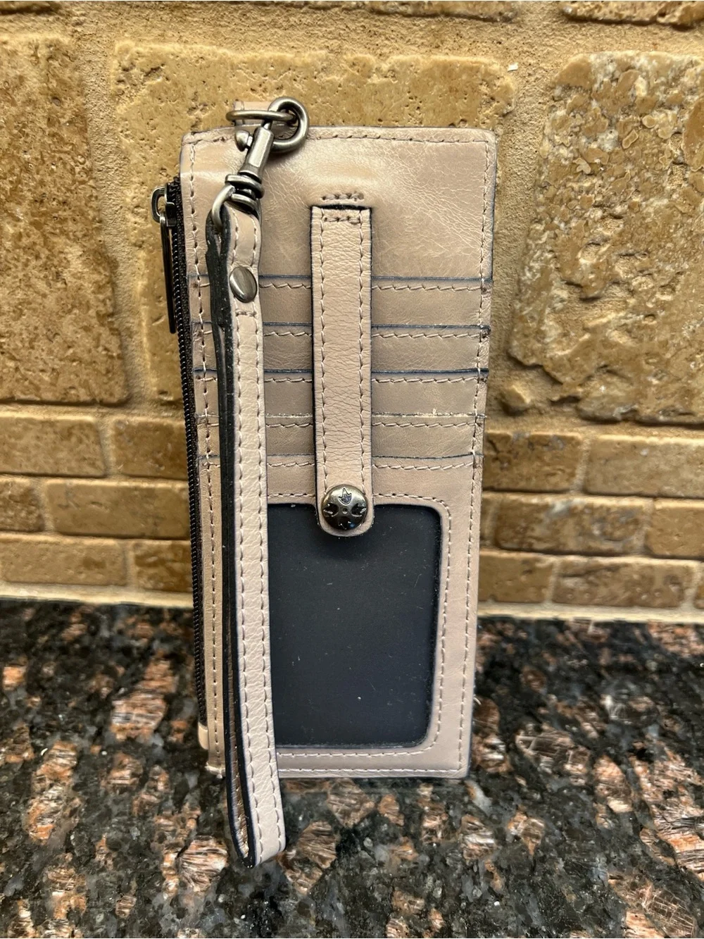 Patricia Nash Leather Alanna Card Wallet Wristlet in Stone